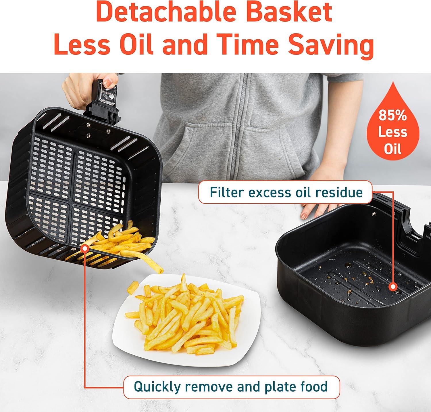 imageCOSORI 12in1 Air Fryer 58QT Toast Bake Nutrition Facts for 100 InApp Recipes AdaptIQ Tech Fast Cook for Main ampamp Side Dishes Snacks Leftovers Detachable Square Basket Dishwasher SafeBlackWIFI