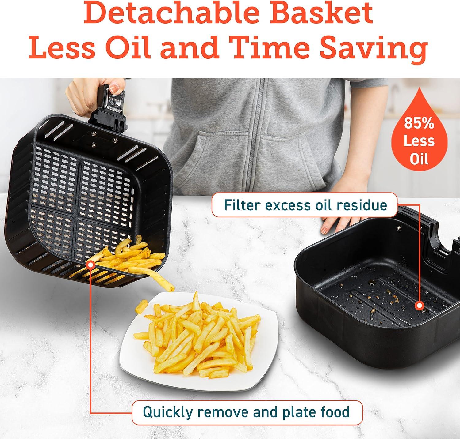 imageCOSORI 12in1 Air Fryer 58QT Toast Bake Nutrition Facts for 100 InApp Recipes AdaptIQ Tech Fast Cook for Main ampamp Side Dishes Snacks Leftovers Detachable Square Basket Dishwasher SafeBlack