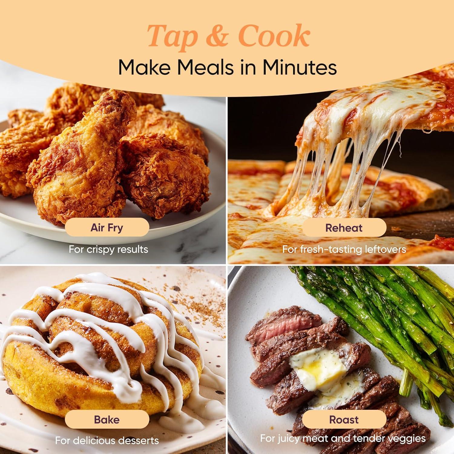 imageCOSORI Air Fryer 21 Qt 4in1 Small Mini Airfryer Bake Roast Reheat 97 Less Oil Compact ampamp Quiet Nonstick ampamp Dishwasher Safe Basket 30 InApp Recipes with Nutrition Facts AutoShut Off GreenGrey