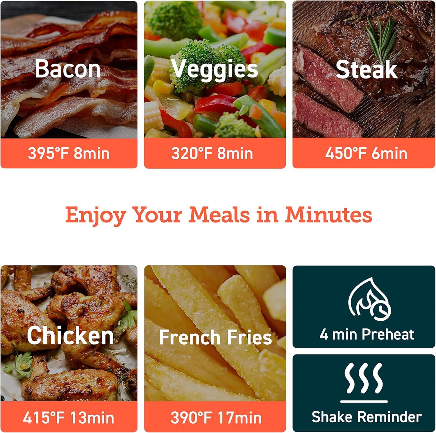 imageCOSORI Air Fryer 21 Qt 4in1 Small Mini Airfryer Bake Roast Reheat 97 Less Oil Compact ampamp Quiet Nonstick ampamp Dishwasher Safe Basket 30 InApp Recipes with Nutrition Facts AutoShut Off GreenTruffle Grey