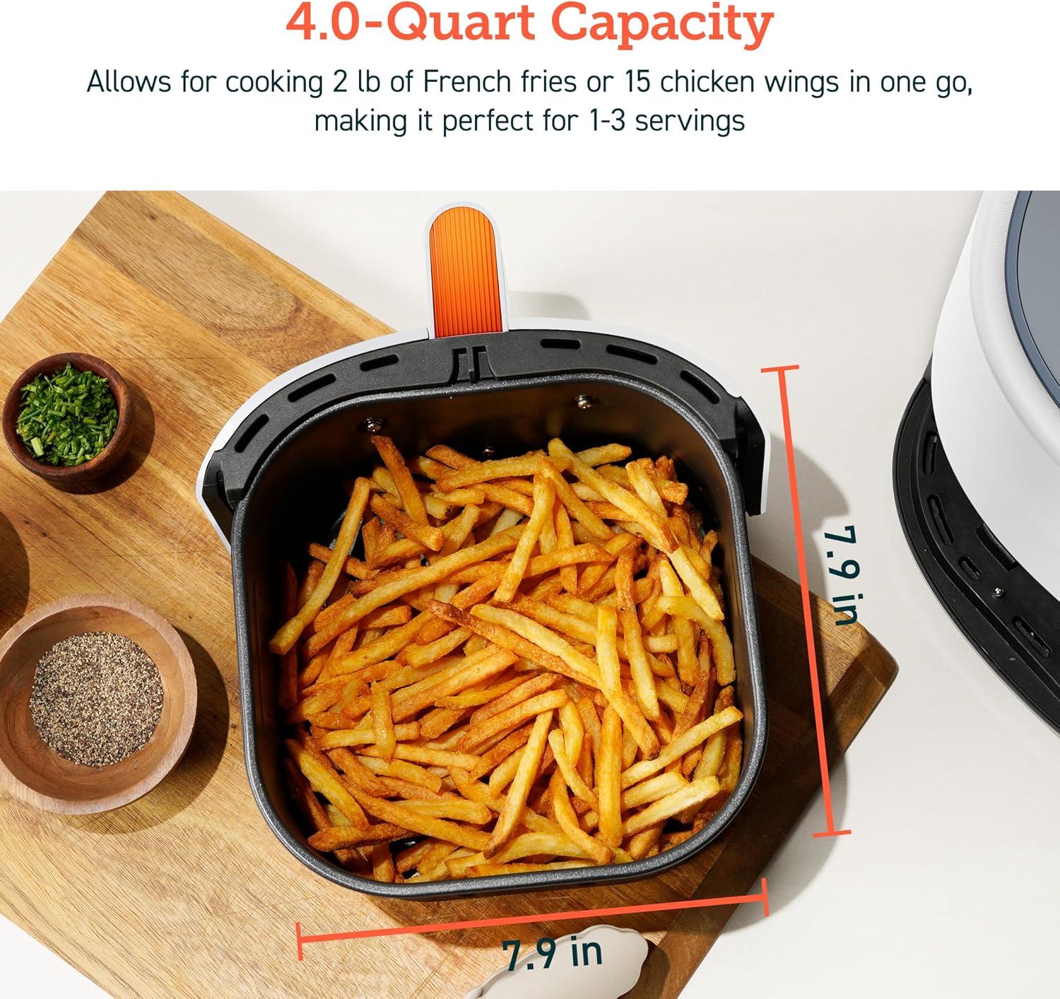 imageCOSORI Air Fryer 21 Qt 4in1 Small Mini Airfryer Bake Roast Reheat 97 Less Oil Compact ampamp Quiet Nonstick ampamp Dishwasher Safe Basket 30 InApp Recipes with Nutrition Facts AutoShut Off GreenWhite