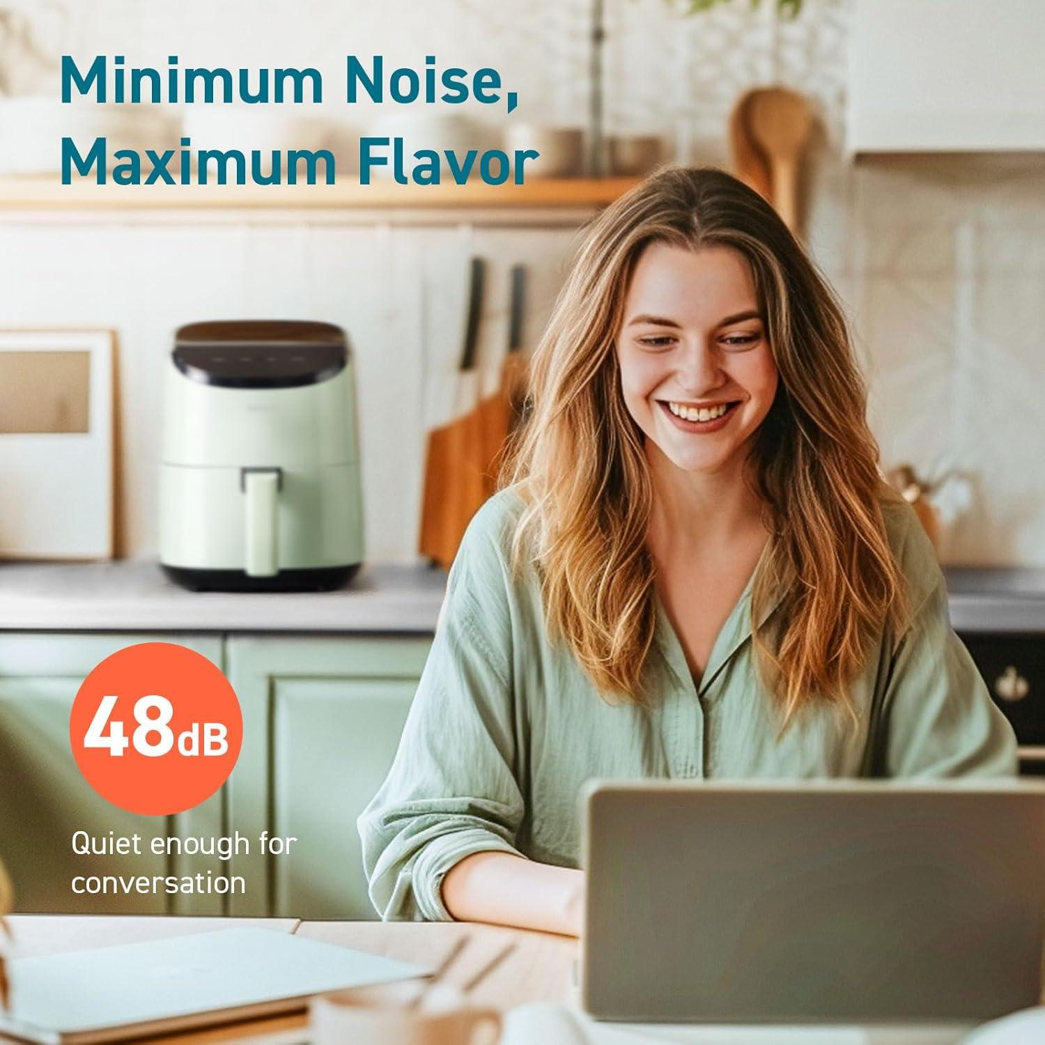 imageCOSORI Air Fryer 21 Qt 4in1 Small Mini Airfryer Bake Roast Reheat 97 Less Oil Compact ampamp Quiet Nonstick ampamp Dishwasher Safe Basket 30 InApp Recipes with Nutrition Facts AutoShut Off GreenGreen