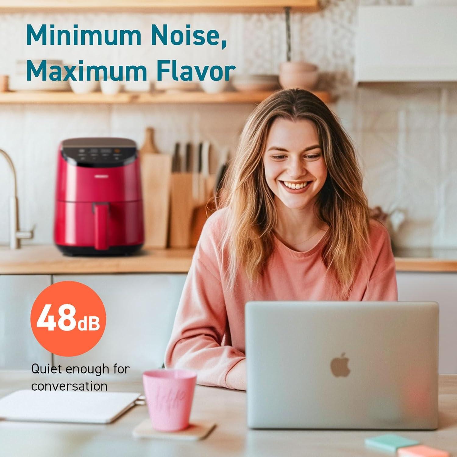 imageCOSORI Air Fryer 21 Qt 4in1 Small Mini Airfryer Bake Roast Reheat 97 Less Oil Compact ampamp Quiet Nonstick ampamp Dishwasher Safe Basket 30 InApp Recipes with Nutrition Facts AutoShut Off GreenRed