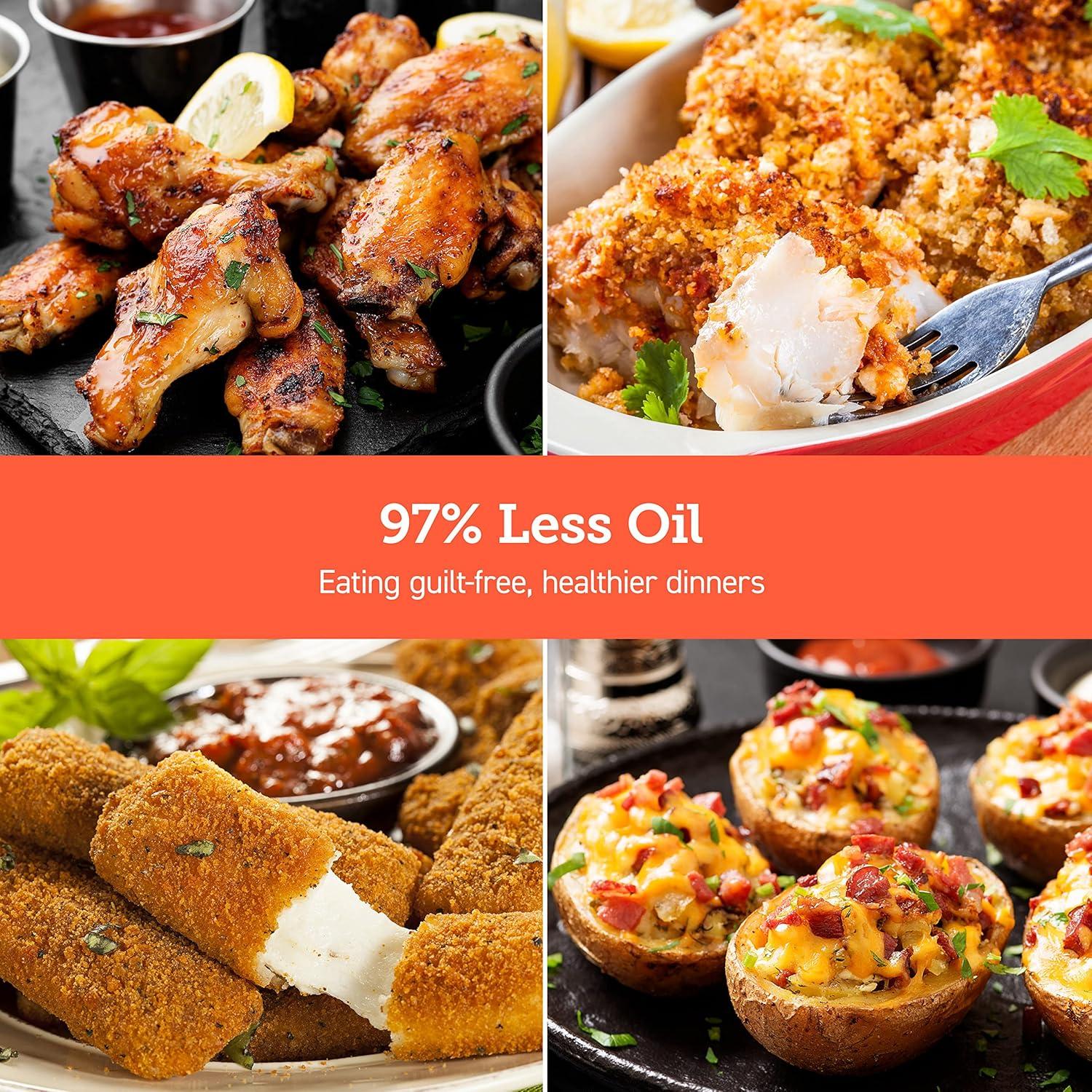 imageCOSORI Air Fryer 21 Qt 4in1 Small Mini Airfryer Bake Roast Reheat 97 Less Oil Compact ampamp Quiet Nonstick ampamp Dishwasher Safe Basket 30 InApp Recipes with Nutrition Facts AutoShut Off GreenTruffle Grey