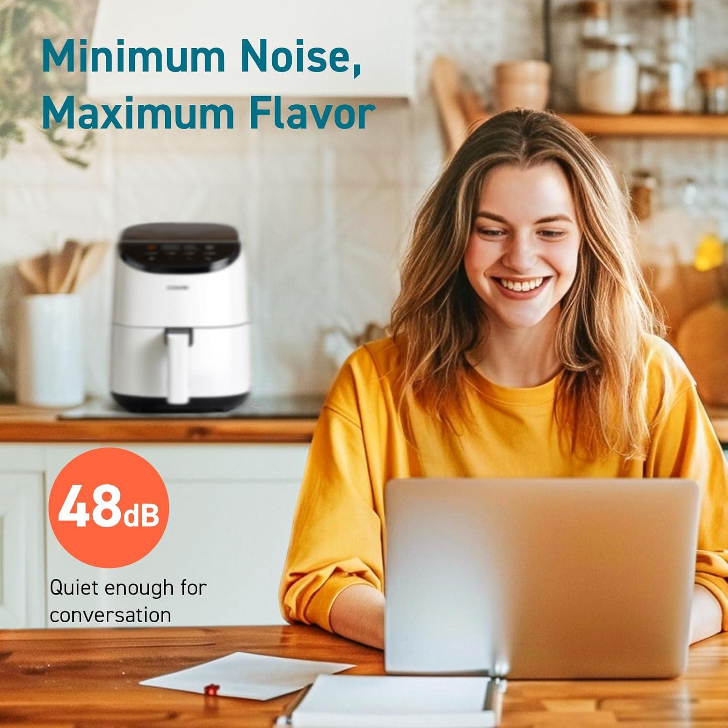imageCOSORI Air Fryer 21 Qt 4in1 Small Mini Airfryer Bake Roast Reheat 97 Less Oil Compact ampamp Quiet Nonstick ampamp Dishwasher Safe Basket 30 InApp Recipes with Nutrition Facts AutoShut Off GreenWhite