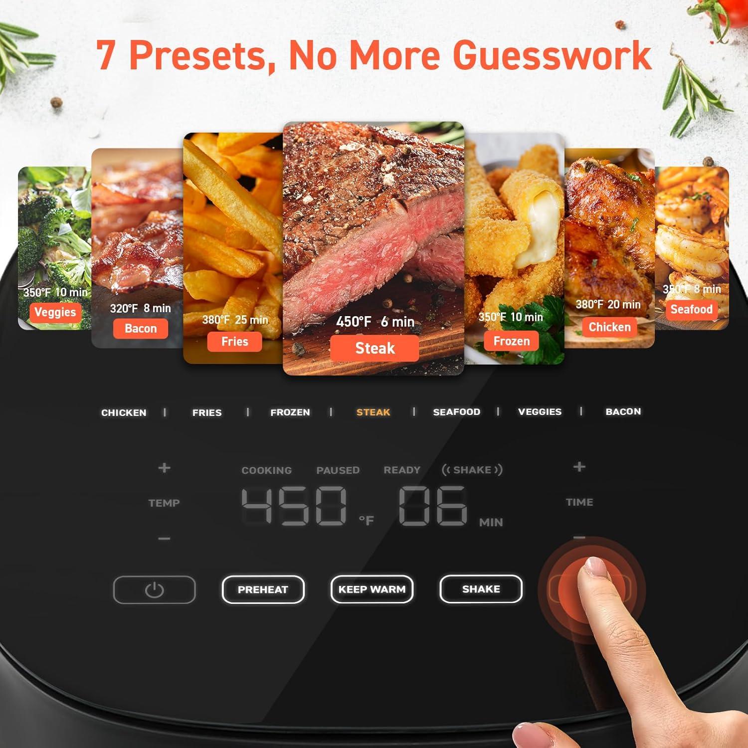 imageCOSORI Air Fryer Pro 9in1 Compact 5QT 450 Half Time ampamp ChefGrade Cook OneWipe Clean Glass Panel 130 InApp Recipes with Nutritional Info Nonstick ampamp DishwasherSafe Basket Ceramic GrayGray