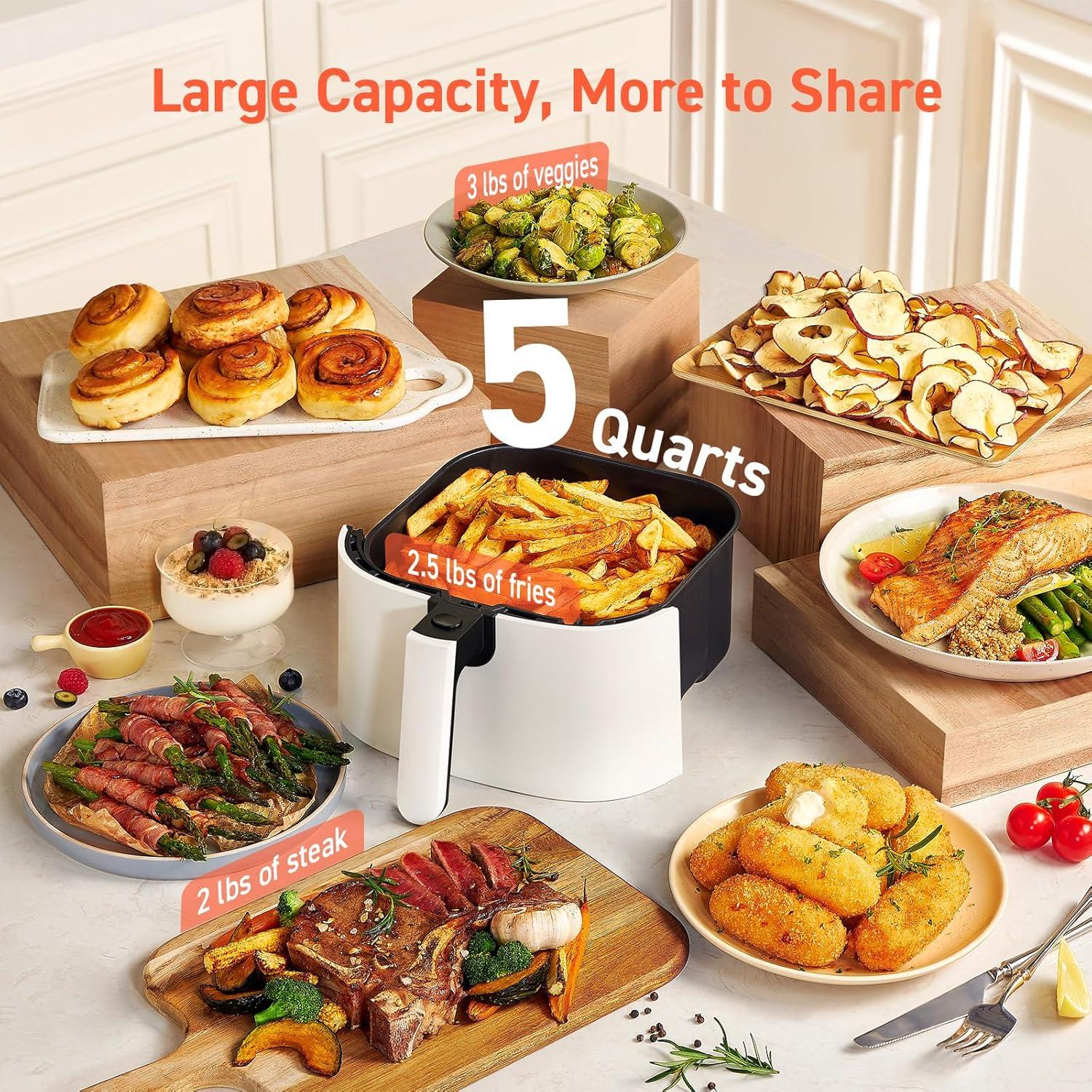 imageCOSORI Air Fryer Pro LE 5Qt Airfryer With 20PCS paper liners 10 Functions that Dry Bake Roast ampampPreheat Shake Reminder Up to 450 85 Oil less Compact 130 Recipes Dishwasher Safe WhiteWhite