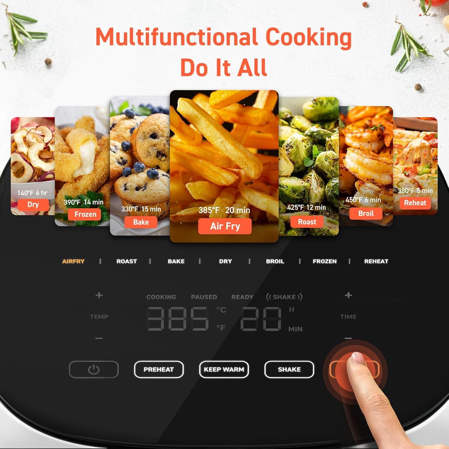 imageCOSORI Air Fryer Pro LE 5Qt Airfryer With 20PCS paper liners 10 Functions that Dry Bake Roast ampampPreheat Shake Reminder Up to 450 85 Oil less Compact 130 Recipes Dishwasher Safe WhiteWhite