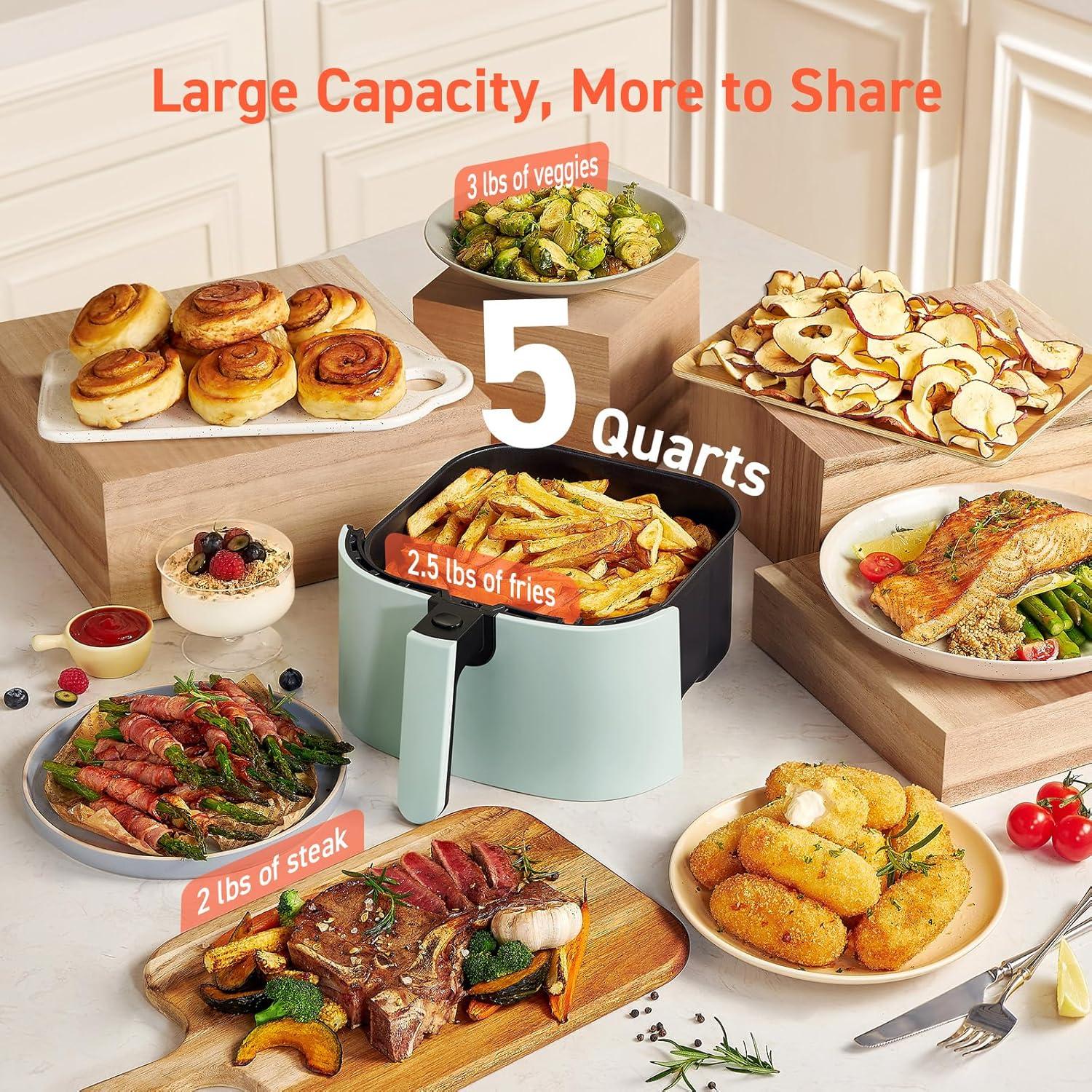 imageCOSORI Air Fryer Pro LE 5Qt Airfryer With 20PCS paper liners 10 Functions that Dry Bake Roast ampampPreheat Shake Reminder Up to 450 85 Oil less Compact 130 Recipes Dishwasher Safe WhiteGreen