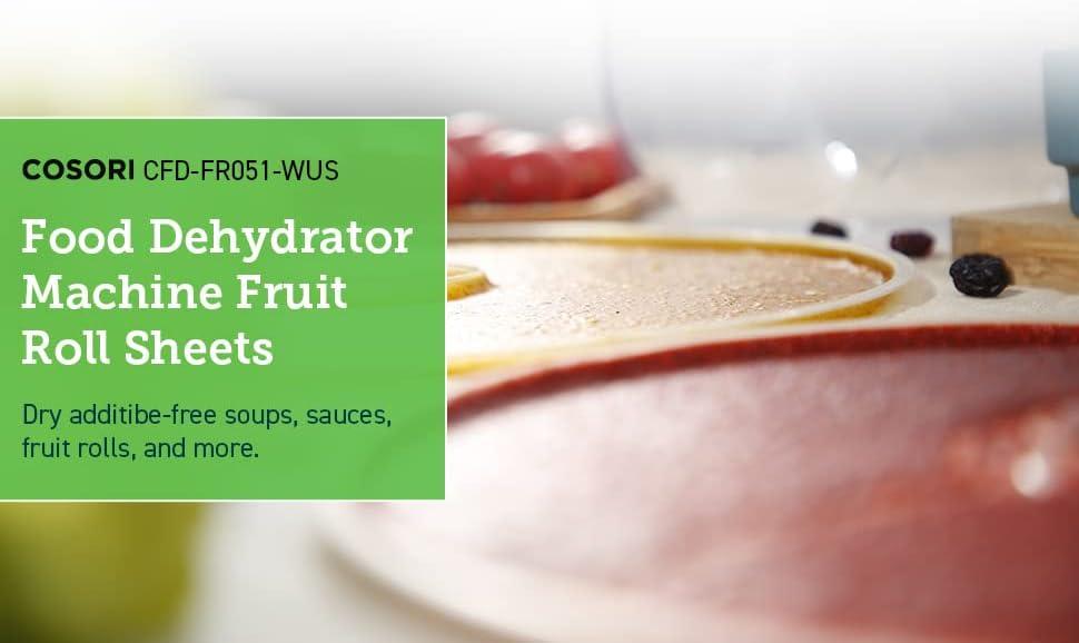imageCOSORI Food Dehydrator Accessories Fruit Leather Roll Sheets for 5 Tray CFDN051W Only BPAFree CFDFR051WUS 2 PackFruit Roll Sheets 2 Pack
