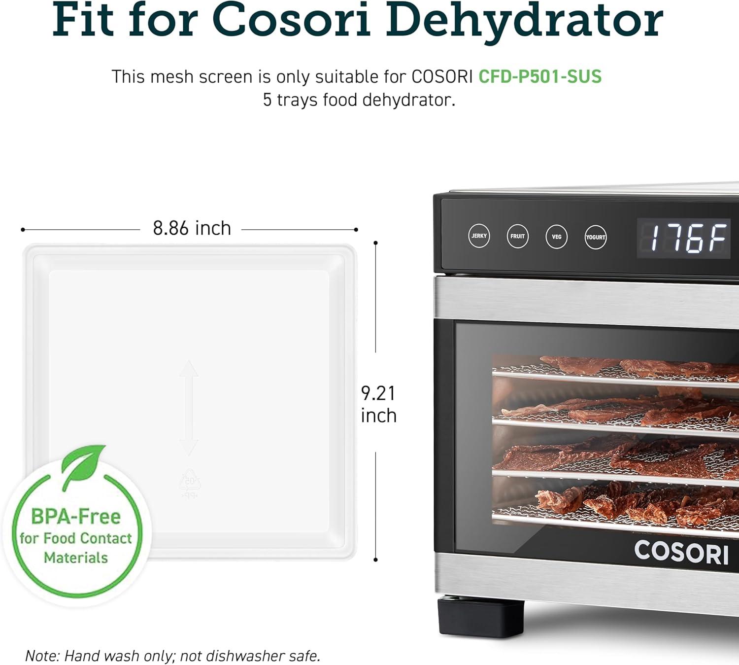 imageCOSORI Food Dehydrator Accessories Fruit Leather Roll Sheets for 5 Tray P501SUS and Other Models BPAFree P501FRWUS 2 Pack