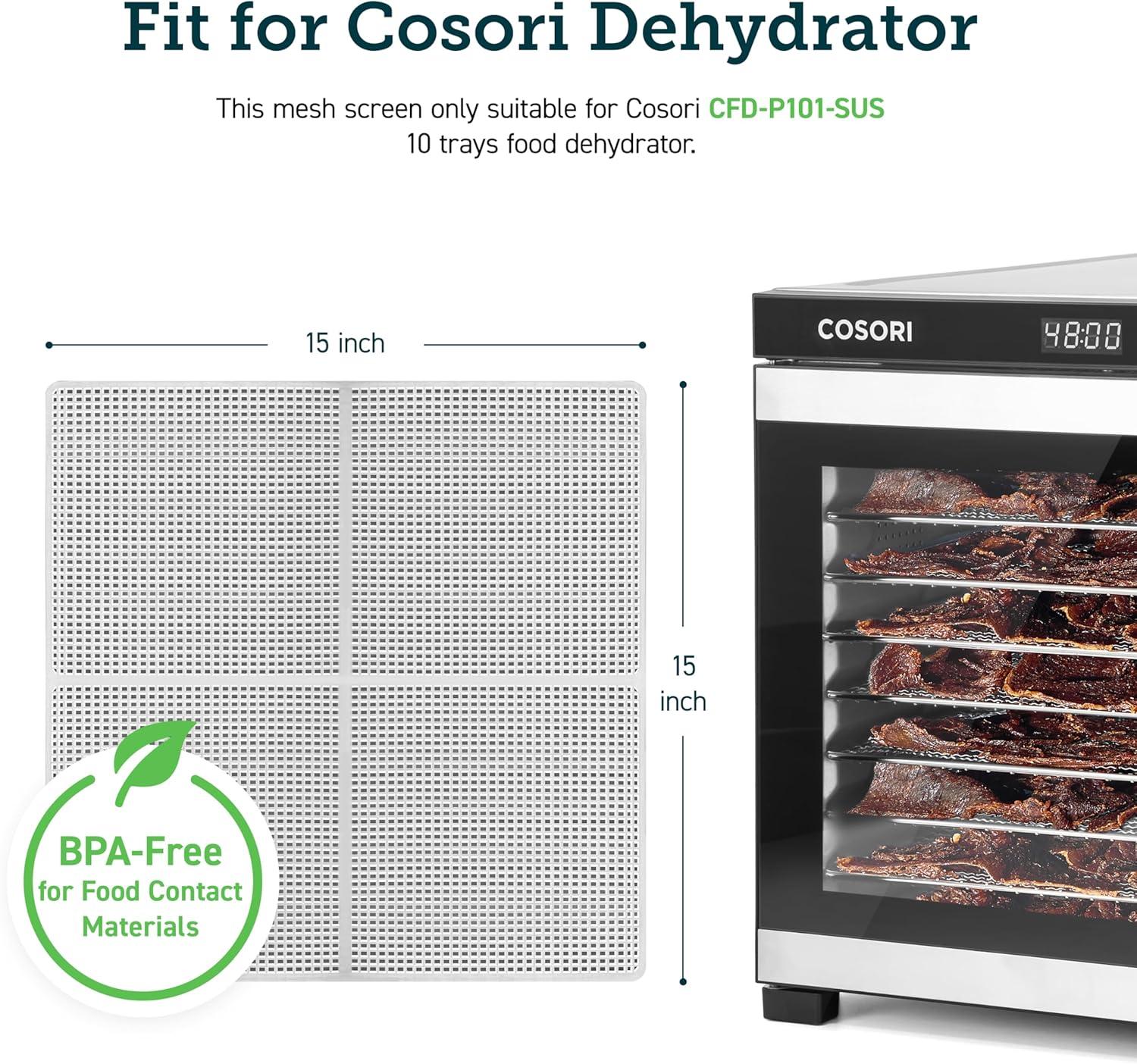 imageCOSORI Food Dehydrator Accessories Plastic Mesh Screens for 10 Tray CFDP101SUS and Other Models BPAFree CFDMS102WUS 2 PackAccessories