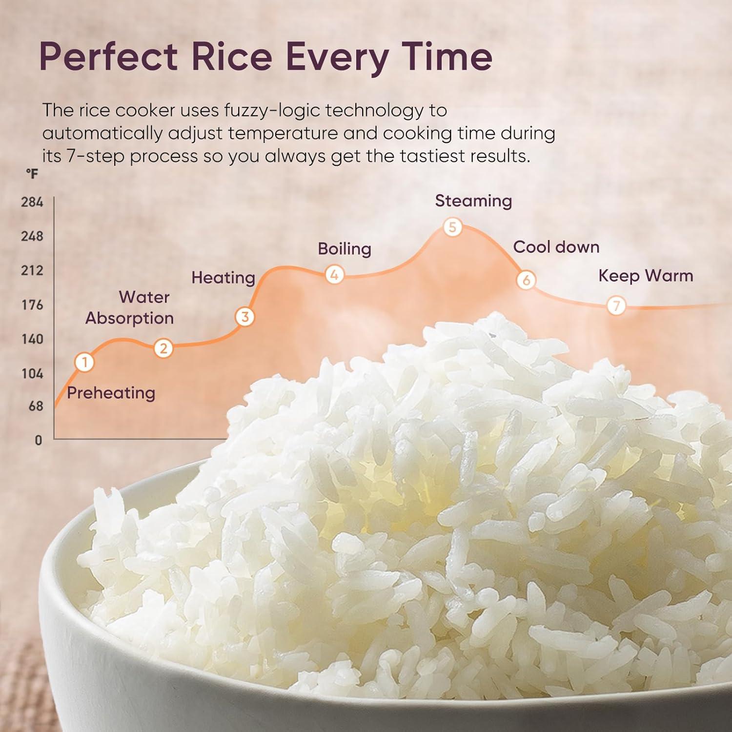 imageCOSORI Rice Cooker 10 Cup 24h Keep Warm Nonstick Ceramic Inner Pot 18 Functions Fuzzy Logic Rice Maker with Stainless Steel Steamer Basket Saut Slow Cooker BlackRice Cooker