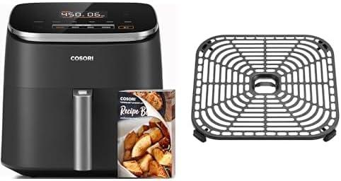 imageCosori 9in1 TurboBlaze Air Fryer 6 Qt Premium Ceramic Coating 90450F Precise Heating for Even Results Air Fry Roast Bake Broil Dry Frozen Proof Reheat Keep Warm 120VDark Gray