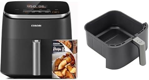 imageCosori 9in1 TurboBlaze Air Fryer 6 Qt Premium Ceramic Coating 90450F Precise Heating for Even Results Air Fry Roast Bake Broil Dry Frozen Proof Reheat Keep Warm 120VDark Gray