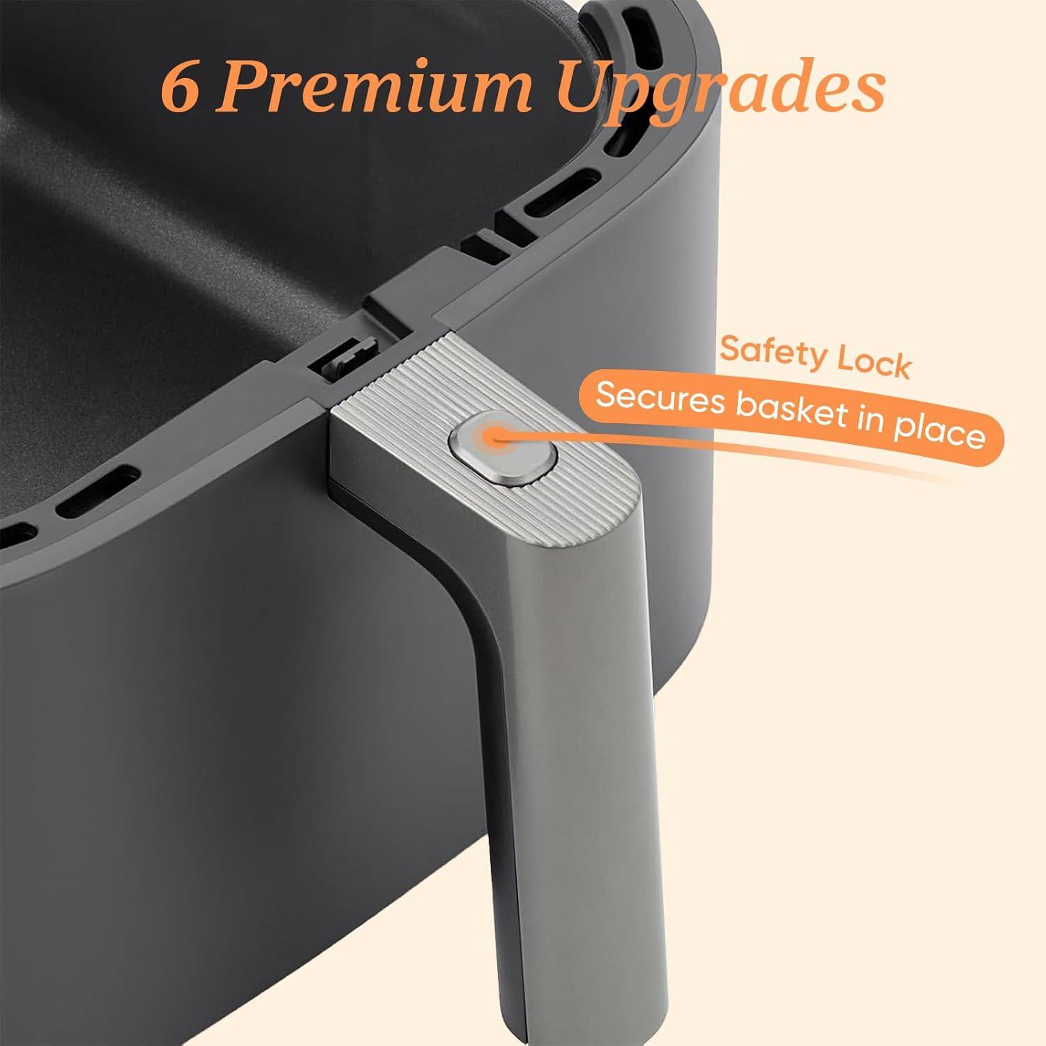 imageCosori 9in1 TurboBlaze Air Fryer 6 Qt Premium Ceramic Coating 90450F Precise Heating for Even Results Air Fry Roast Bake Broil Dry Frozen Proof Reheat Keep Warm 120VDark Gray