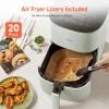 imageCOSORI Air Fryer Pro LE 5Qt Airfryer With 20PCS paper liners 10 Functions that Dry Bake Roast ampampPreheat Shake Reminder Up to 450 85 Oil less Compact 130 Recipes Dishwasher Safe WhiteGreen