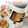 imageCOSORI Air Fryer Pro LE 5Qt Airfryer With 20PCS paper liners 10 Functions that Dry Bake Roast ampampPreheat Shake Reminder Up to 450 85 Oil less Compact 130 Recipes Dishwasher Safe WhiteWhite