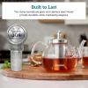 imageCOSORI Glass Tea Kettle with Removable Infusers Teapot for Stovetop 1000ML Stainless Steel Filter BPA Free Durable Borosilicate Transparent