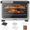 imageCOSORI 11in1 Ceramic Air Fryer Toaster Oven Combo FlatSealed Heating Elements for Easy Cleanup Innovative Burner Function 5 Accessories ampamp Recipes 26QT Silver Stainless SteelCeramicStainless Steel