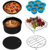 imageCOSORI Air Fryer Accessories Set of 6 for Most 37Qt and Larger Oven CakeampampPizza Pan Skewer Rack Nonstick Dishwasher Safe BlackGrayRed