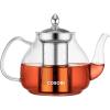 imageCOSORI Glass Tea Kettle with Removable Infusers Teapot for Stovetop 1000ML Stainless Steel Filter BPA Free Durable Borosilicate Transparent