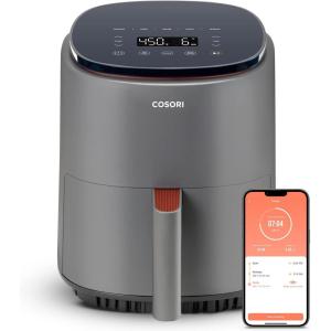 imageCOSORI Air Fryer 21 Qt 4in1 Small Mini Airfryer Bake Roast Reheat 97 Less Oil Compact ampamp Quiet Nonstick ampamp Dishwasher Safe Basket 30 InApp Recipes with Nutrition Facts AutoShut Off GreenTruffle Grey