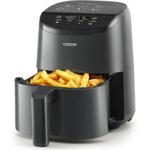 imageCOSORI Air Fryer 21 Qt 4in1 Small Mini Airfryer Bake Roast Reheat 97 Less Oil Compact ampamp Quiet Nonstick ampamp Dishwasher Safe Basket 30 InApp Recipes with Nutrition Facts AutoShut Off GreenGrey