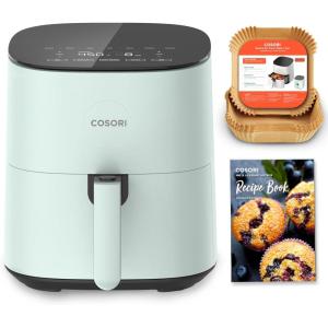 imageCOSORI Air Fryer Pro LE 5Qt Airfryer With 20PCS paper liners 10 Functions that Dry Bake Roast ampampPreheat Shake Reminder Up to 450 85 Oil less Compact 130 Recipes Dishwasher Safe WhiteGreen