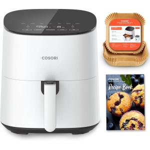 imageCOSORI Air Fryer Pro LE 5Qt Airfryer With 20PCS paper liners 10 Functions that Dry Bake Roast ampampPreheat Shake Reminder Up to 450 85 Oil less Compact 130 Recipes Dishwasher Safe WhiteWhite