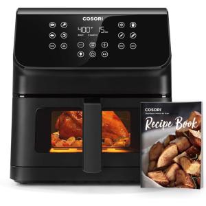 imageCOSORI Clear Window Air Fryer 65 Quart Large Compact Airfryer 12 OneTouch Savable Custom Functions Cookbooks and Online Recipes Nonstick and DishwasherSafe