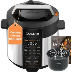 imageCOSORI Pressure Cooker 6QT Stainless Steel 9in1 Multi Cooker 12 Safety Features Ceramic Inner Pot Rice Slow Cook Sous Vide Saute 1100WPressure Cooker