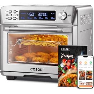 imageCOSORI Smart 12in1 Air Fryer Toaster Oven Combo Airfryer Convection Oven Countertop Bake Roast Reheat Broiler Dehydrate 75 Recipes ampamp 3 Accessories 26QT SilverStainless SteelSilverStainless Steel