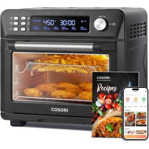 imageCOSORI Smart 12in1 Air Fryer Toaster Oven Combo Airfryer Convection Oven Countertop Bake Roast Reheat Broiler Dehydrate 75 Recipes ampamp 3 Accessories 26QT SilverStainless SteelBlackStainless Steel