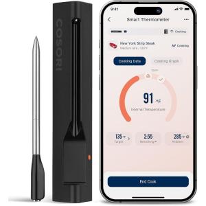 imageCOSORI Wireless Meat Thermometer Digital Bluetooth Food Thermometer for Grill Smoker Oven Air Fryer for Turkey Chicken Steak Gifts for Men 90 Recipes in Free App