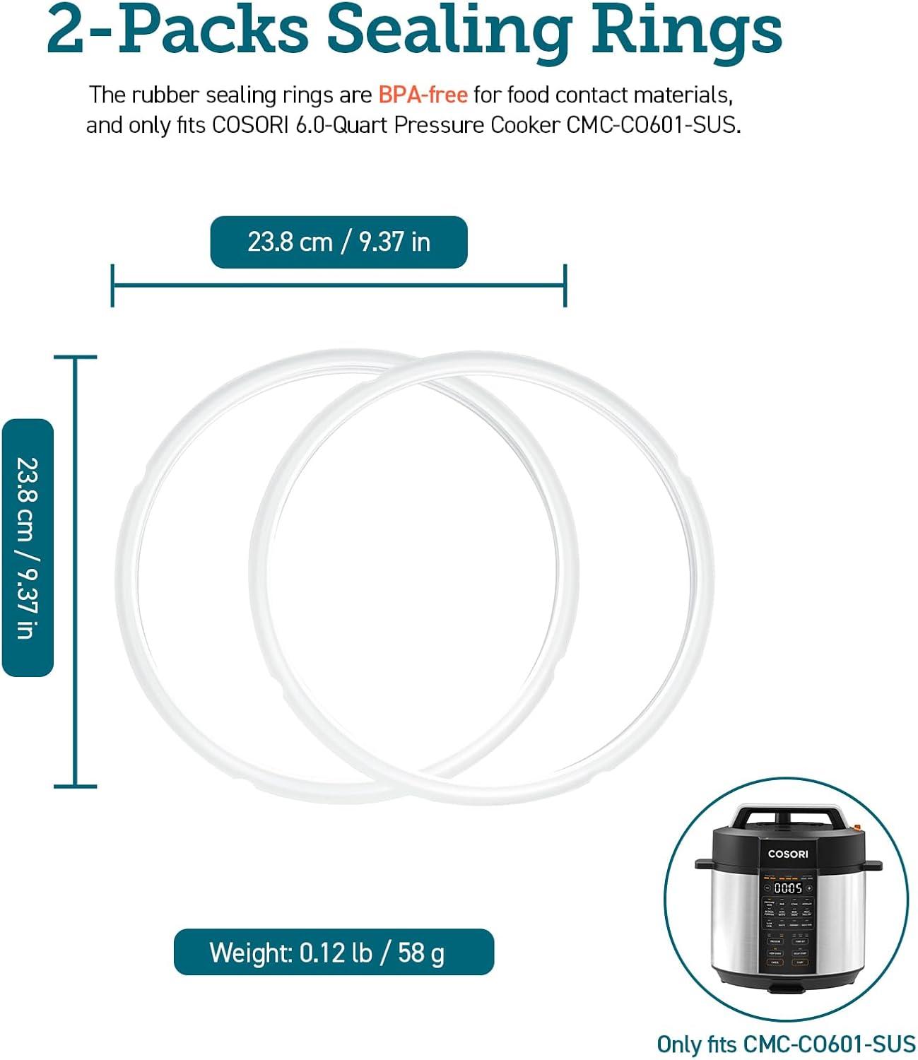 imageCOSORI Pressure Cooker Sealing Ring Compatible with CMCCO601SUS Only 2 Packs BPAFree CRPCO601RSXUS