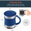imageCOSORI Coffee Mug with Lids Set of 2 Stainless Steel Cups with Heatresistant Handle ampamp Slipresistant Sleeve 17 oz Best Match wMug Warmer for CoffeeTeaWaterCocoa Milk C1601CM Black ampamp BlueBlackBlue