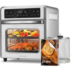 imageCOSORI 11in1 Air Fryer Oven 13Qt Small Footprint Airfryer combo with Rotisserie Toast Bake Roast Reheat Functions and more Recipe Book amp 6 Accessories Included Perfect for Small Countertop123L