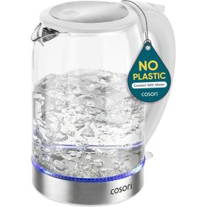 imageCosori Electric Kettle No Plastic Contact With Water Wide Mouth For Easy Cleaning Auto Shut Off 17L Tea Kettle amp Hot Water Boiler Water Heater amp Teapot Borosilicate Glass White 1500WWhite