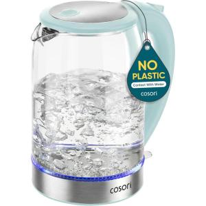 imageCosori Electric Kettle No Plastic Contact With Water Wide Mouth For Easy Cleaning Auto Shut Off 17L Tea Kettle amp Hot Water Boiler Water Heater amp Teapot Borosilicate Glass White 1500WGreen