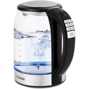 imageCosori Electric Kettle No Plastic Contact With Water Wide Mouth For Easy Cleaning Auto Shut Off 17L Tea Kettle amp Hot Water Boiler Water Heater amp Teapot Borosilicate Glass White 1500WClear
