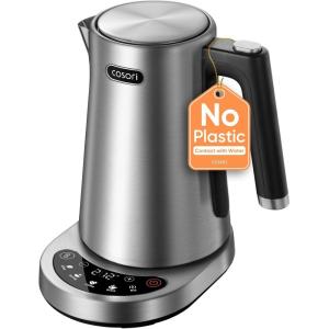 imageCosori Electric Kettle PlasticFree Interior 5 Presets 5 Temperature Control Fast Boiling 2 Lid Opening 60Min Keep Warm Stainless Steel Tea Kettle for Tea Hot Water Boil Water Coffee 17L
