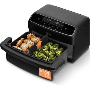 image:imageCosori TWINFRY 9 QT Double Air Fryer Removable Divider PFASFree Ceramic  Two Ways to Cook Dual 45Qt amp Full 9Qt 6in1 Independent Cooking MatchampSync DishwasherSafe Countertop FriendlyLarge Basket with a Removable Divider